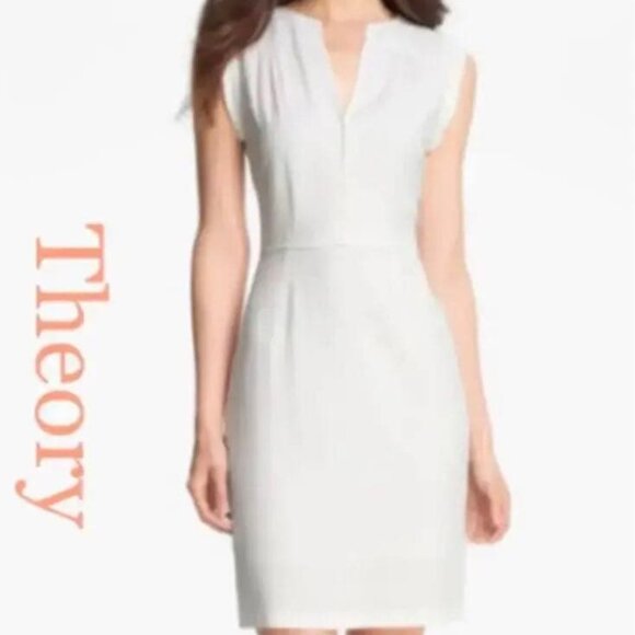 Theory Nev Cap Sleeve Tailored Slim Pencil Sheath Dress - Picture 10 of 10